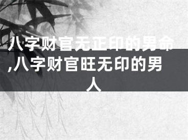 八字财官无正印的男命,八字财官旺无印的男人