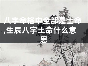 八字命格中全部是土命,生辰八字土命什么意思