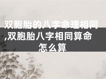 双胞胎的八字命理相同,双胞胎八字相同算命怎么算