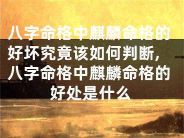 八字命格中麒麟命格的好坏究竟该如何判断,八字命格中麒麟命格的好处是什么