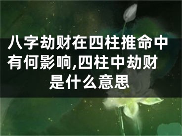 八字劫财在四柱推命中有何影响,四柱中劫财是什么意思