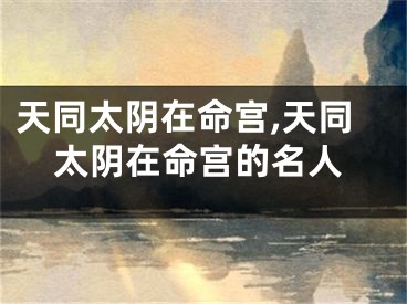 天同太阴在命宫,天同太阴在命宫的名人