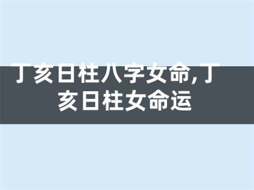 丁亥日柱八字女命,丁亥日柱女命运