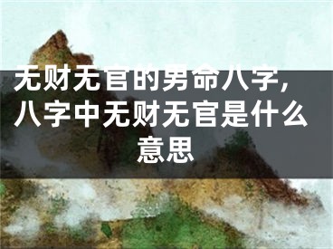 无财无官的男命八字,八字中无财无官是什么意思