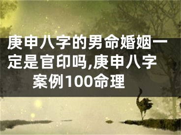 庚申八字的男命婚姻一定是官印吗,庚申八字案例100命理