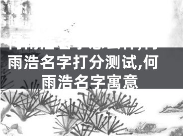 何雨浩名字怎么样,何雨浩名字打分测试,何雨浩名字寓意