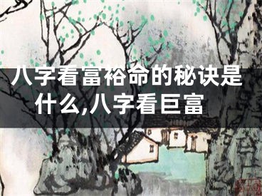 八字看富裕命的秘诀是什么,八字看巨富