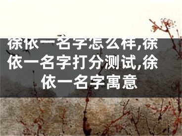 徐依一名字怎么样,徐依一名字打分测试,徐依一名字寓意