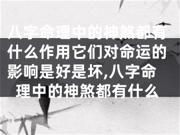 八字命理中的神煞都有什么作用它们对命运的影响是好是坏,八字命理中的神煞都有什么