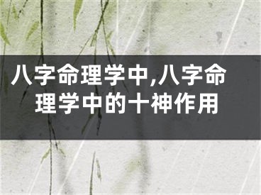 八字命理学中,八字命理学中的十神作用