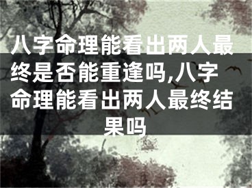 八字命理能看出两人最终是否能重逢吗,八字命理能看出两人最终结果吗