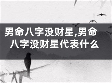 男命八字没财星,男命八字没财星代表什么