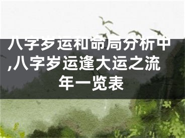 八字岁运和命局分析中,八字岁运逢大运之流年一览表