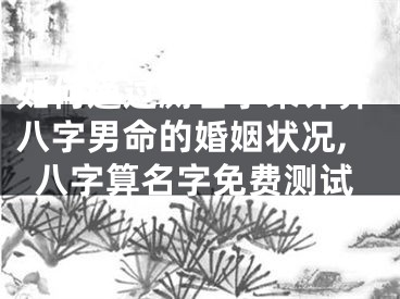 如何通过测名字来计算八字男命的婚姻状况,八字算名字免费测试
