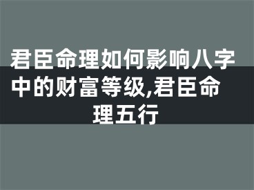 君臣命理如何影响八字中的财富等级,君臣命理五行
