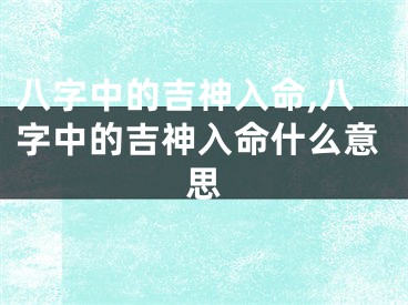八字中的吉神入命,八字中的吉神入命什么意思