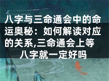 八字与三命通会中的命运奥秘：如何解读对应的关系,三命通会上等八字就一定好吗