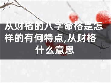 从财格的八字命格是怎样的有何特点,从财格什么意思