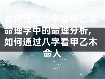 如何通过八字看甲乙木命理学中的命理分析,如何通过八字看甲乙木命人