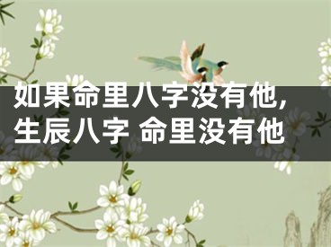 如果命里八字没有他,生辰八字 命里没有他