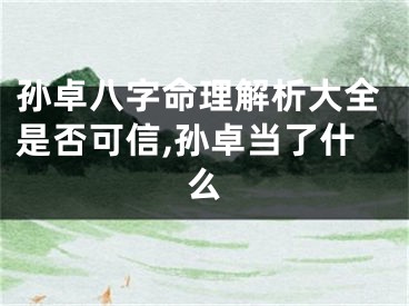 孙卓八字命理解析大全是否可信,孙卓当了什么