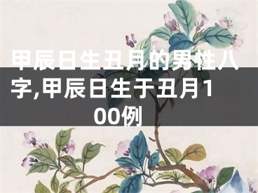 甲辰日生丑月的男性八字,甲辰日生于丑月100例