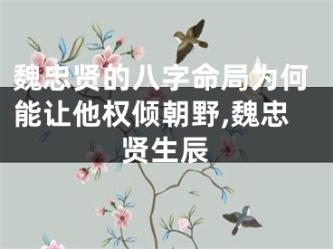 魏忠贤的八字命局为何能让他权倾朝野,魏忠贤生辰