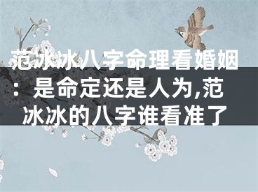 范冰冰八字命理看婚姻：是命定还是人为,范冰冰的八字谁看准了