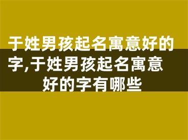 于姓男孩起名寓意好的字,于姓男孩起名寓意好的字有哪些