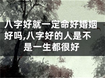 八字好就一定命好婚姻好吗,八字好的人是不是一生都很好
