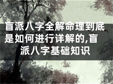 盲派八字全解命理到底是如何进行详解的,盲派八字基础知识