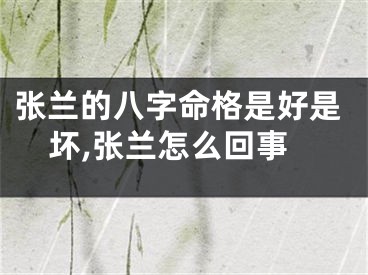张兰的八字命格是好是坏,张兰怎么回事
