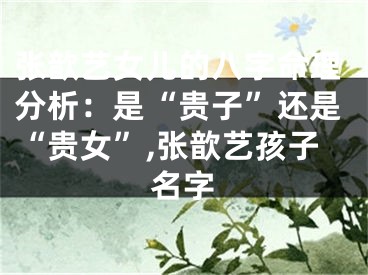 张歆艺女儿的八字命理分析：是“贵子”还是“贵女”,张歆艺孩子名字