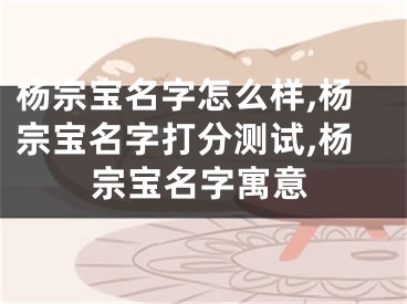 杨宗宝名字怎么样,杨宗宝名字打分测试,杨宗宝名字寓意