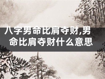 八字男命比肩夺财,男命比肩夺财什么意思