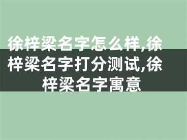 徐梓梁名字怎么样,徐梓梁名字打分测试,徐梓梁名字寓意