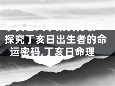 丁亥日八字案例分析：探究丁亥日出生者的命运密码,丁亥日命理
