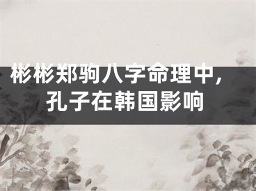 彬彬郑驹八字命理中,孔子在韩国影响