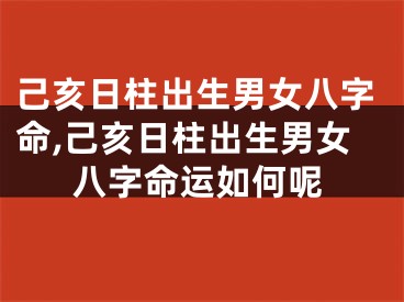 己亥日柱出生男女八字命,己亥日柱出生男女八字命运如何呢