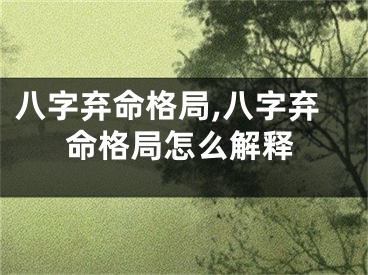 八字弃命格局,八字弃命格局怎么解释