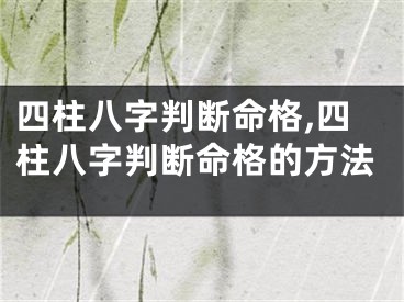 四柱八字判断命格,四柱八字判断命格的方法