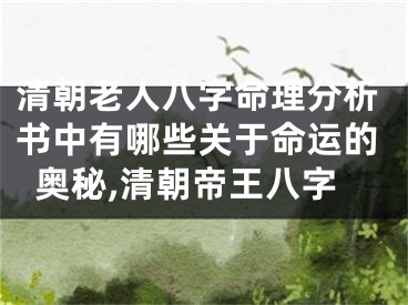 清朝老人八字命理分析书中有哪些关于命运的奥秘,清朝帝王八字