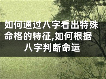 如何通过八字看出特殊命格的特征,如何根据八字判断命运