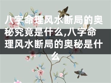 八字命理风水断局的奥秘究竟是什么,八字命理风水断局的奥秘是什么