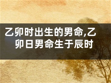 乙卯时出生的男命,乙卯日男命生于辰时