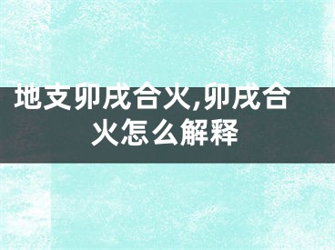 地支卯戌合火,卯戌合火怎么解释