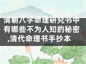 清朝八字命理研究书中有哪些不为人知的秘密,清代命理书手抄本