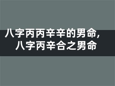 八字丙丙辛辛的男命,八字丙辛合之男命