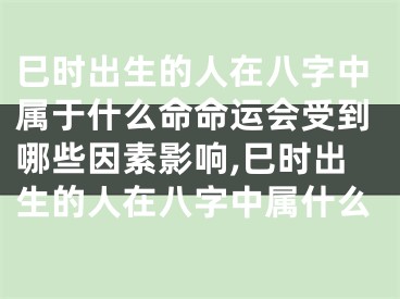 巳时出生的人在八字中属于什么命命运会受到哪些因素影响,巳时出生的人在八字中属什么