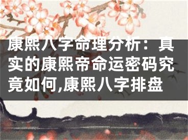 康熙八字命理分析：真实的康熙帝命运密码究竟如何,康熙八字排盘